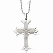 Stainless Steel Polished Laser Cut Crucifix Necklace