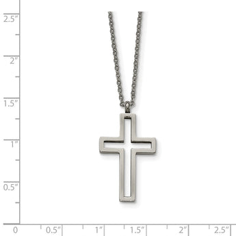 Stainless Steel Polished Cut-out Cross Necklace