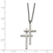 Stainless Steel Polished Double Cross Necklace
