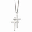 Stainless Steel Polished Double Cross Necklace