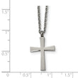Stainless Steel Polished Small Cross 18in Necklace
