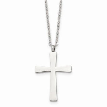 Stainless Steel Polished Cross 18in Necklace