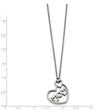 Stainless Steel Brushed and Polished MOM Heart Necklace