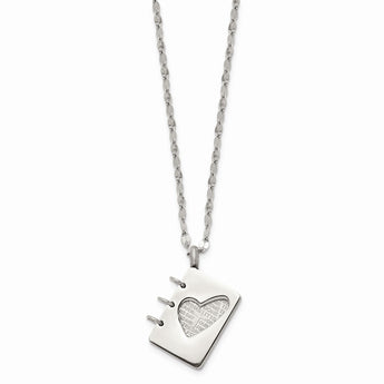 Stainless Steel Brushed and Polished Lord's Prayer Necklace