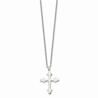 Stainless Steel Brushed and Polished Cross Necklace