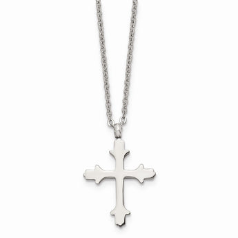 Stainless Steel Brushed and Polished Cross Necklace