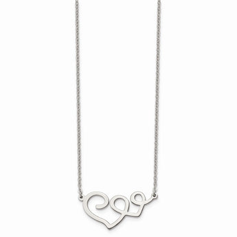 Stainless Steel Polished Hearts Necklace