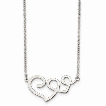 Stainless Steel Polished Hearts Necklace