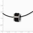 Stainless Steel Leather Accent Necklace