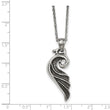 Stainless Steel Antiqued and Polished with Crystal Wing 18 in. Necklace
