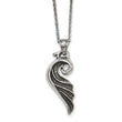Stainless Steel Antiqued and Polished with Crystal Wing 18 in. Necklace