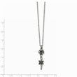 Stainless Steel Antiqued and Polished w/ Black CZ Sword Necklace