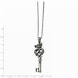 Stainless Steel Antiqued and Polished w/ CZ Dragon Key Necklace