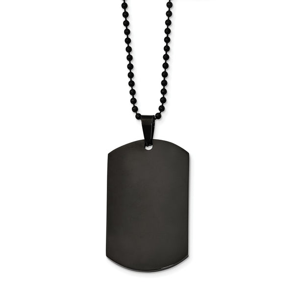 Stainless Steel Polished Black IP Dog Tag Necklace