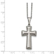 Stainless Steel Polished Medium Pillow Cross Necklace