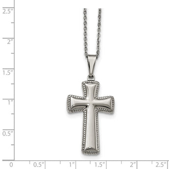 Stainless Steel Polished Medium Pillow Cross Necklace