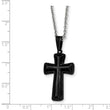 Stainless Steel Polished Black IP-plated Medium Pillow Cross Necklace