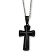 Stainless Steel Polished Black IP-plated Medium Pillow Cross Necklace