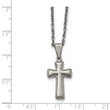 Stainless Steel Polished Small Cushion Cross Necklace
