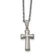 Stainless Steel Polished Small Cushion Cross Necklace