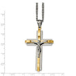 Stainless Steel Polished Yellow IP Crucifix Necklace