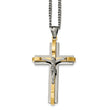 Stainless Steel Polished Yellow IP Crucifix Necklace