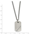 Stainless Steel Small Brushed CZ Dog Tag Necklace