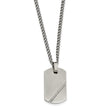 Stainless Steel Small Brushed CZ Dog Tag Necklace