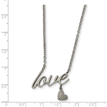 Stainless Steel Polished LOVE 16.5in w/4in. ext. Necklace