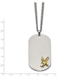 Stainless Steel Yellow IP-plated Eagle Dog Tag Necklace