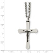 Stainless Steel Polished Cross w/Black IP Jesus Necklace