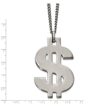 Stainless Steel Polished Large Money Sign Necklace