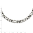 Stainless Steel Satin 6.5mm Figaro Chain Necklace