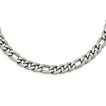 Stainless Steel Satin 6.5mm Figaro Chain Necklace