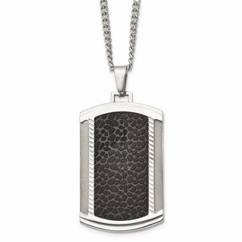 Stainless Steel Brushed and Polished Black IP-plated Dogtag Necklace