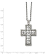 Stainless Steel Polished w/ Crystal Cross Necklace