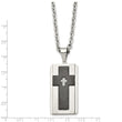 Stainless Steel Brushed & Polished Black IP-plated w/ CZ Necklace