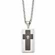 Stainless Steel Brushed & Polished Black IP-plated w/ CZ Necklace