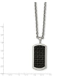 Stainless Steel Polished Leather Inlay Dog Tag Necklace