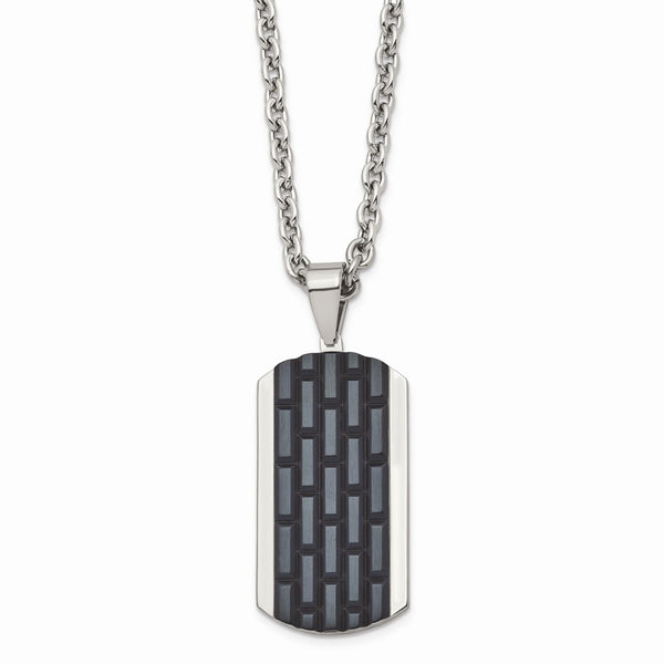 Stainless Steel Polished Black IP-plated Dog Tag Necklace