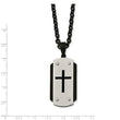 Stainless Steel Brushed Polished Black IP-plated Dog Tag Necklace