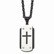 Stainless Steel Brushed Polished Black IP-plated Dog Tag Necklace