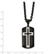 Stainless Steel Brushed and Polished Black IP-plated Cross Necklace