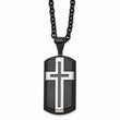 Stainless Steel Brushed and Polished Black IP-plated Cross Necklace