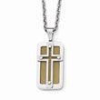 Stainless Steel Polished Yellow IP-plated Wire Inlay Cross Necklace