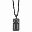 Stainless Steel Polished Black IP-plated w/ Wire Inlay Cross Necklace