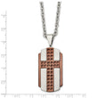 Stainless Steel Brushed & Polished Brown IP-plated Cross Necklace