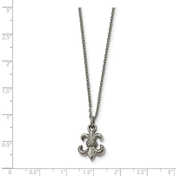 Stainless Steel Polished Fleur de Lis with 2 ext. Necklace