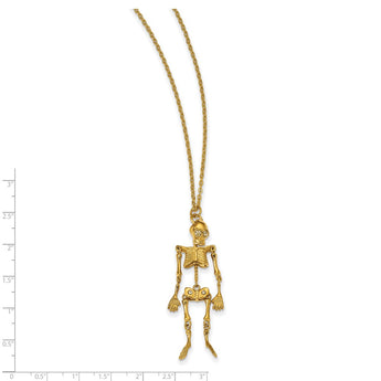 Stainless Steel Yellow IP-plated Crystal Skeleton w/ 2 inch ext Necklace