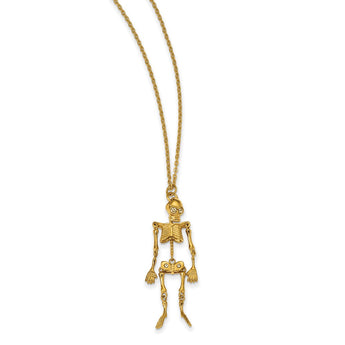 Stainless Steel Yellow IP-plated Crystal Skeleton w/ 2 inch ext Necklace